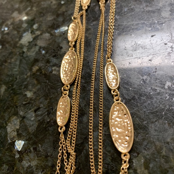 New Gold Tone Multi Chain Necklace 21" - Picture 2 of 4